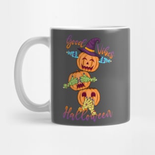 Triple Funny Halloween Pumpkin Head Mug